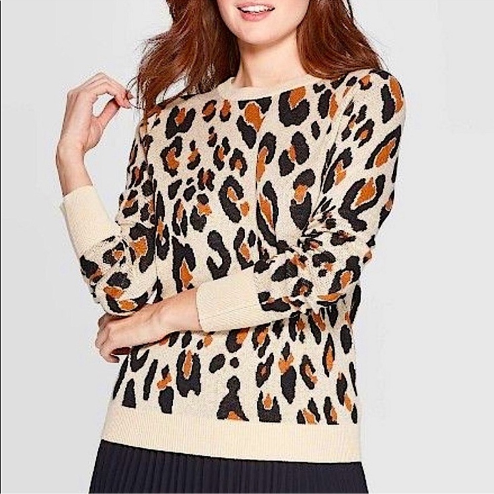A New Day Women's Leopard Print Crew Neck Sweater - XL - Picture 5 of 5